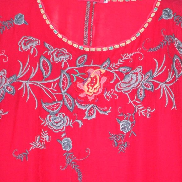 Johnny Was Red Embroidered Tunic - Size Small - Picture 2 of 3